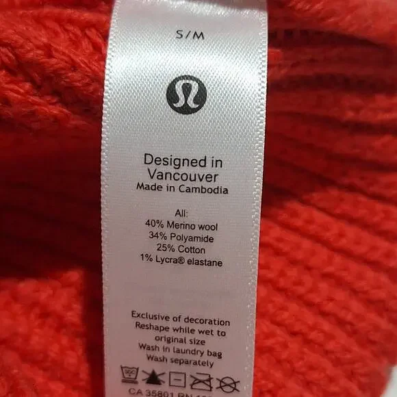 NWT Lululemon Athletica Beanie Women's S/M Deep Coral Wool Gorpcore Cozycore - Picture 8 of 8